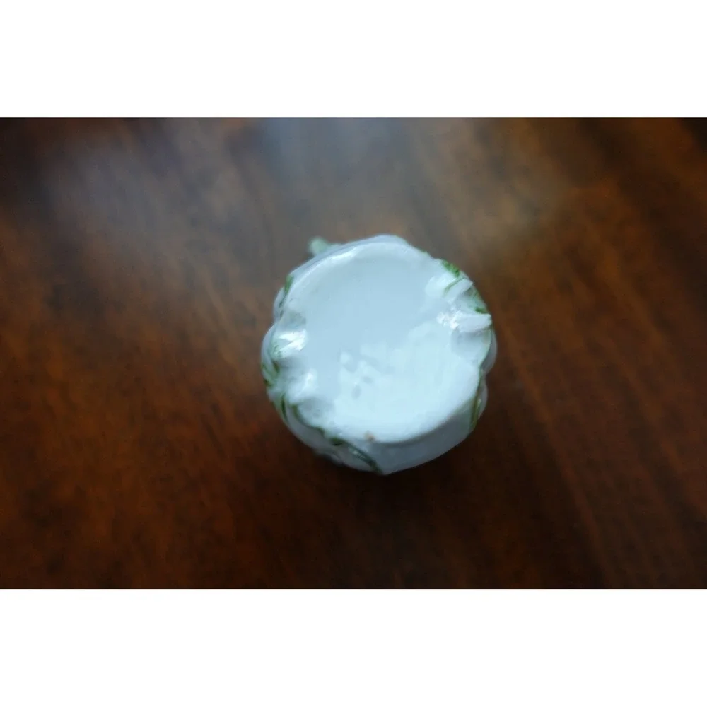 Vintage Miniature Porcelain Demitasse Cup White Gold Shamrock Clover Collectible